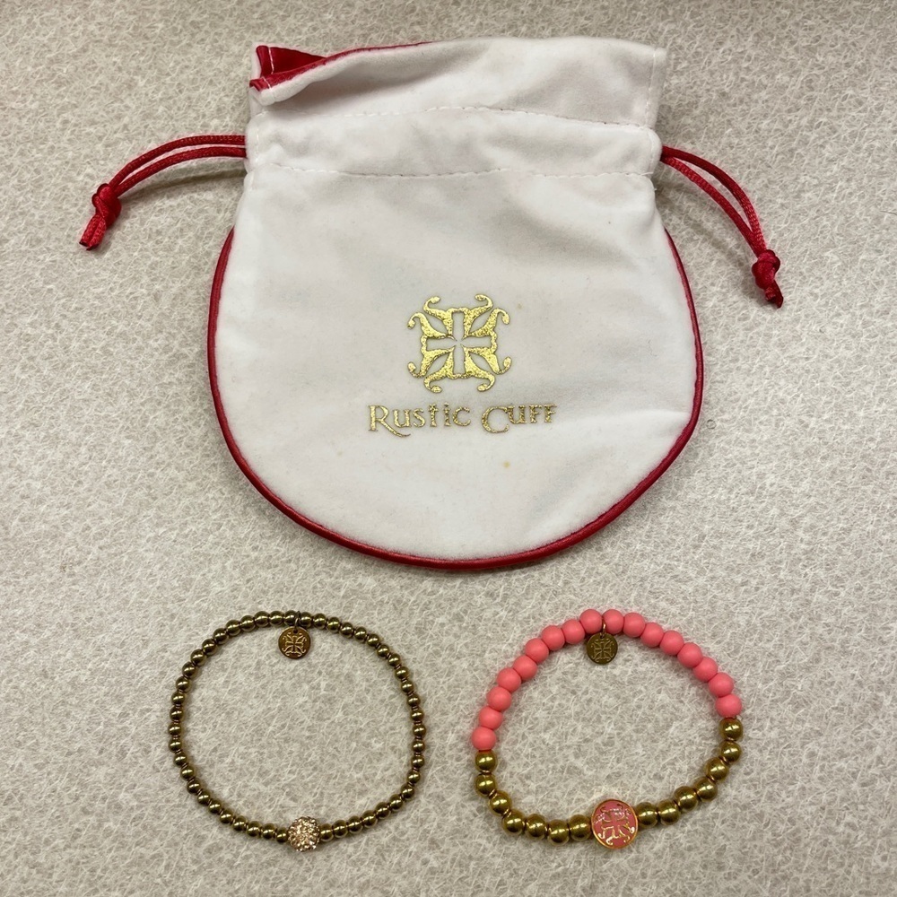 Rustic Cuff 2 Bracelets Ireland Gold with Rose Gold & Pink Melanie Bracelet